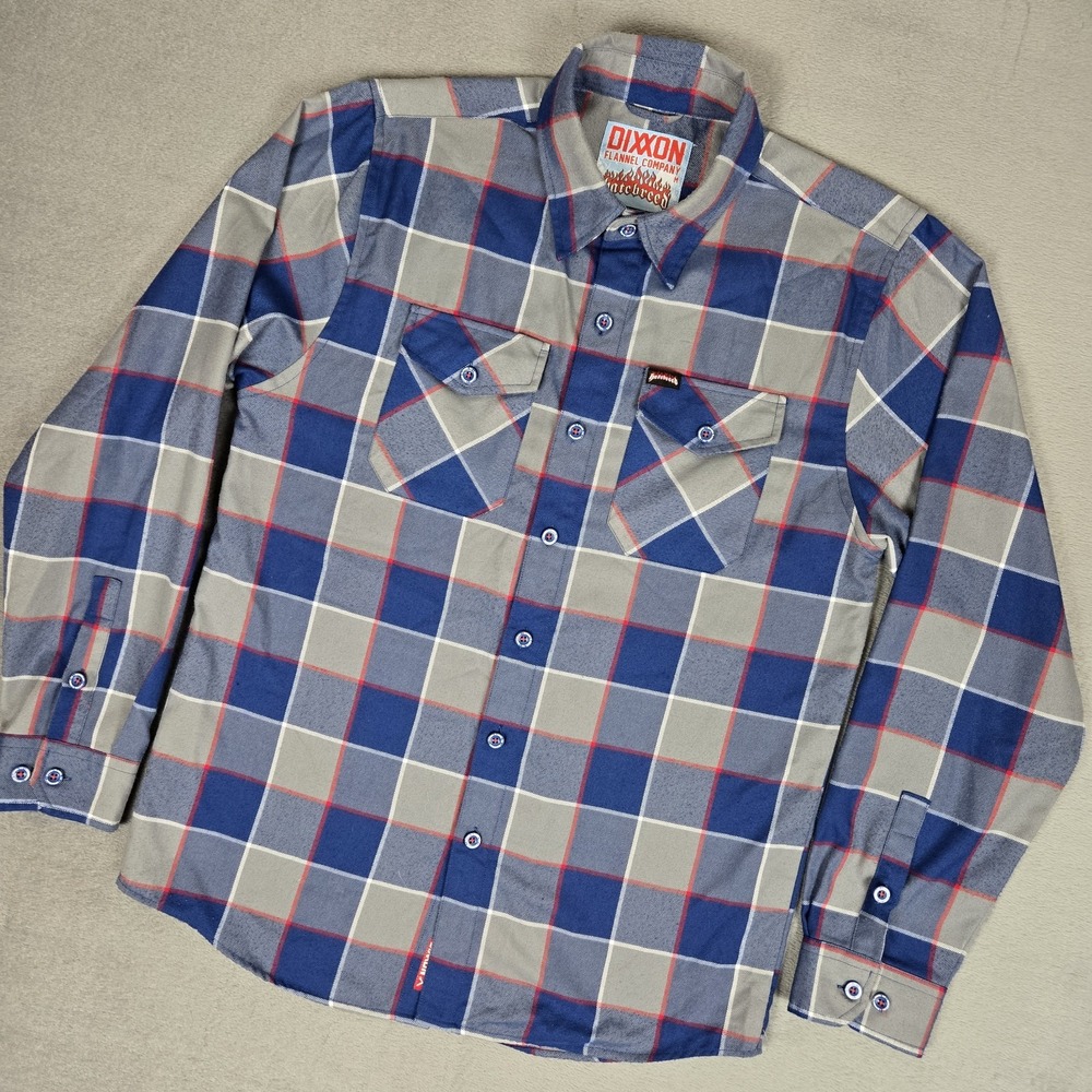 Dixxon Flannel Co Hatebreed Shirt Mens Medium Blue Gray Plaid Button Down